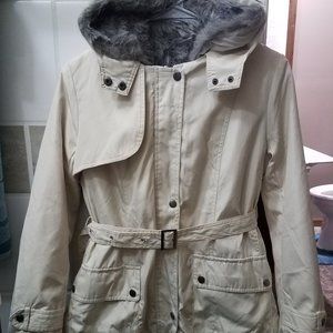 Boutique Brand Faux Fur Inner Lined Hooded Shell Jacket